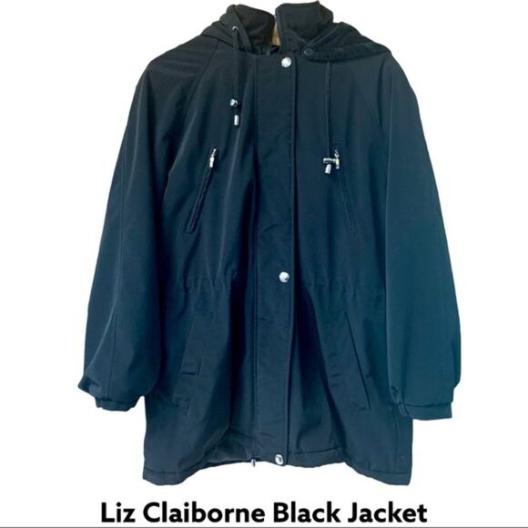 Liz Claiborne Black Heavy Cinch Winter Jacket Size Large - Picture 4 of 16